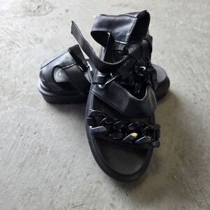 Lemonade Womens Black Chunky Chain Platform Sandals Lug Sole Size 7 Edgy Goth